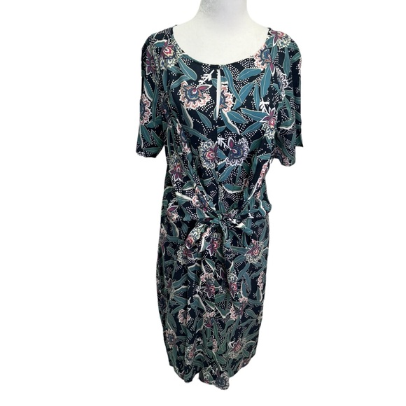 NWT Fransa Black Short Sleeve Shift Dress Front Tie Size S - Picture 2 of 9